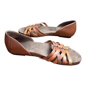 Natural Soul Macomb Womens Leather D’Orsay Sandals 9.5 Brown Huarache New